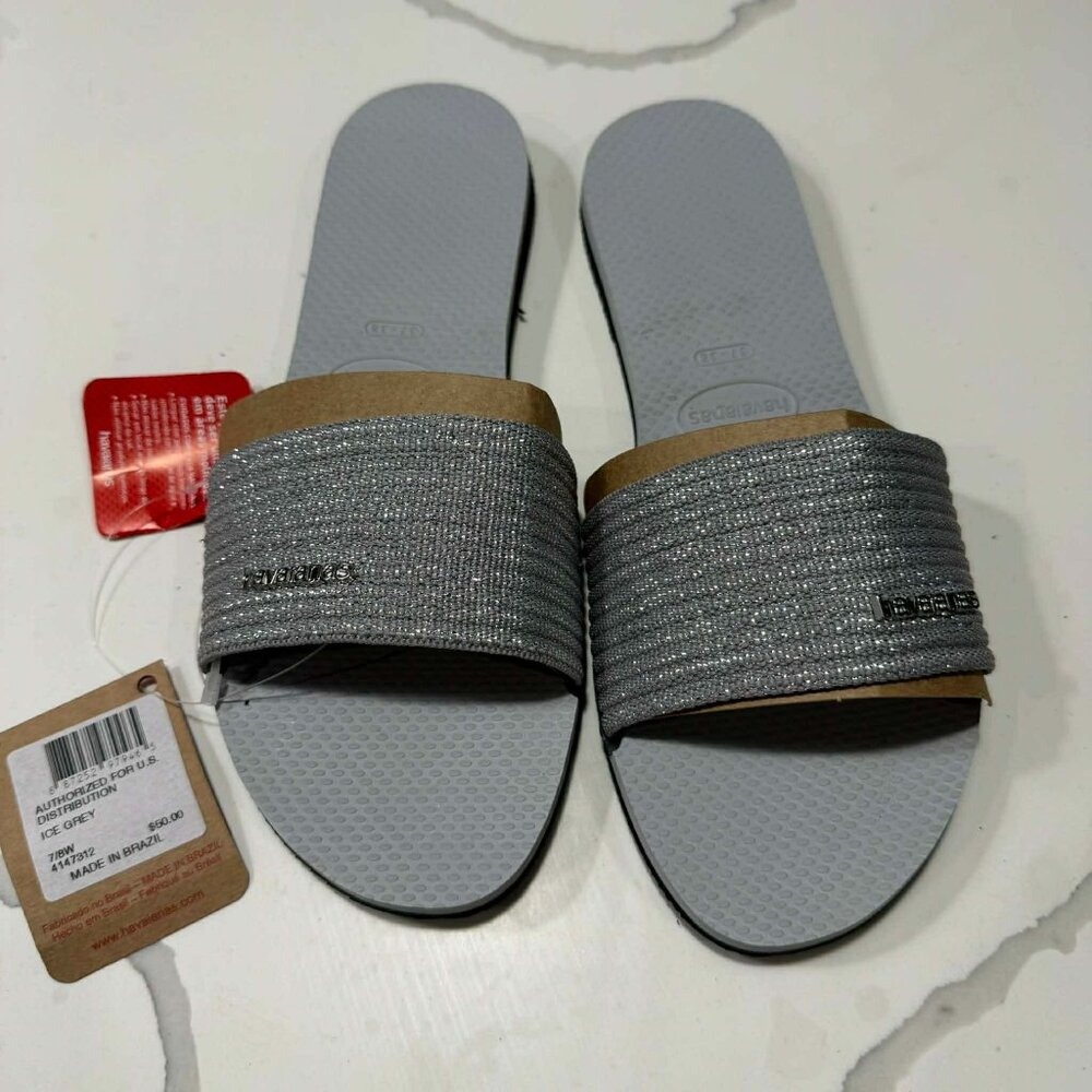 Havaianas Women's Metallic Summer Sandals Ice Grey US 7